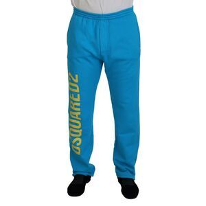 Dsquared² Light Blue Cotton Logo Print Casual Men's Pants
